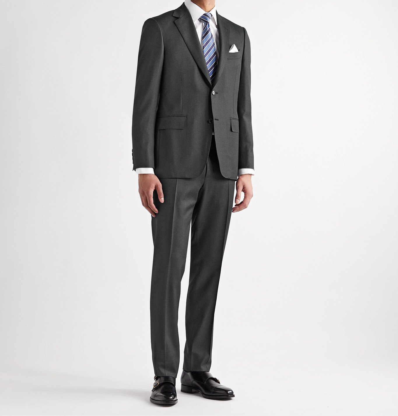 CANALI - Slim-Fit 130s Sharkskin Wool Suit Jacket - Gray Canali