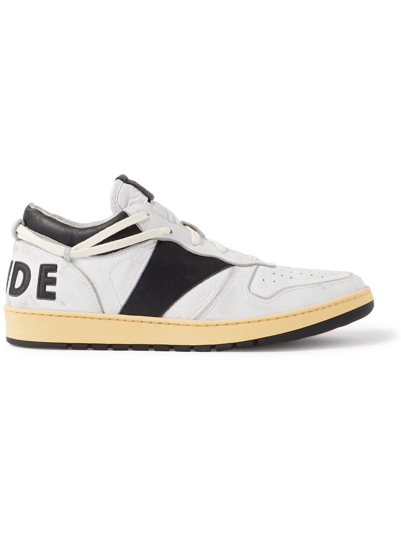 RHUDE - Rhecess Distressed Leather Sneakers - White - 13 Rhude