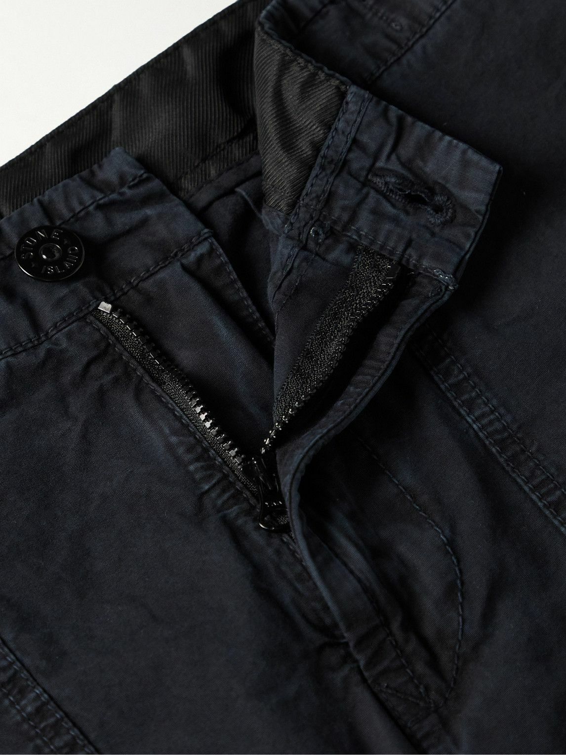 Stone Island - Straight-Leg Garment-Dyed Cotton-Twill Trousers - Blue Stone Island