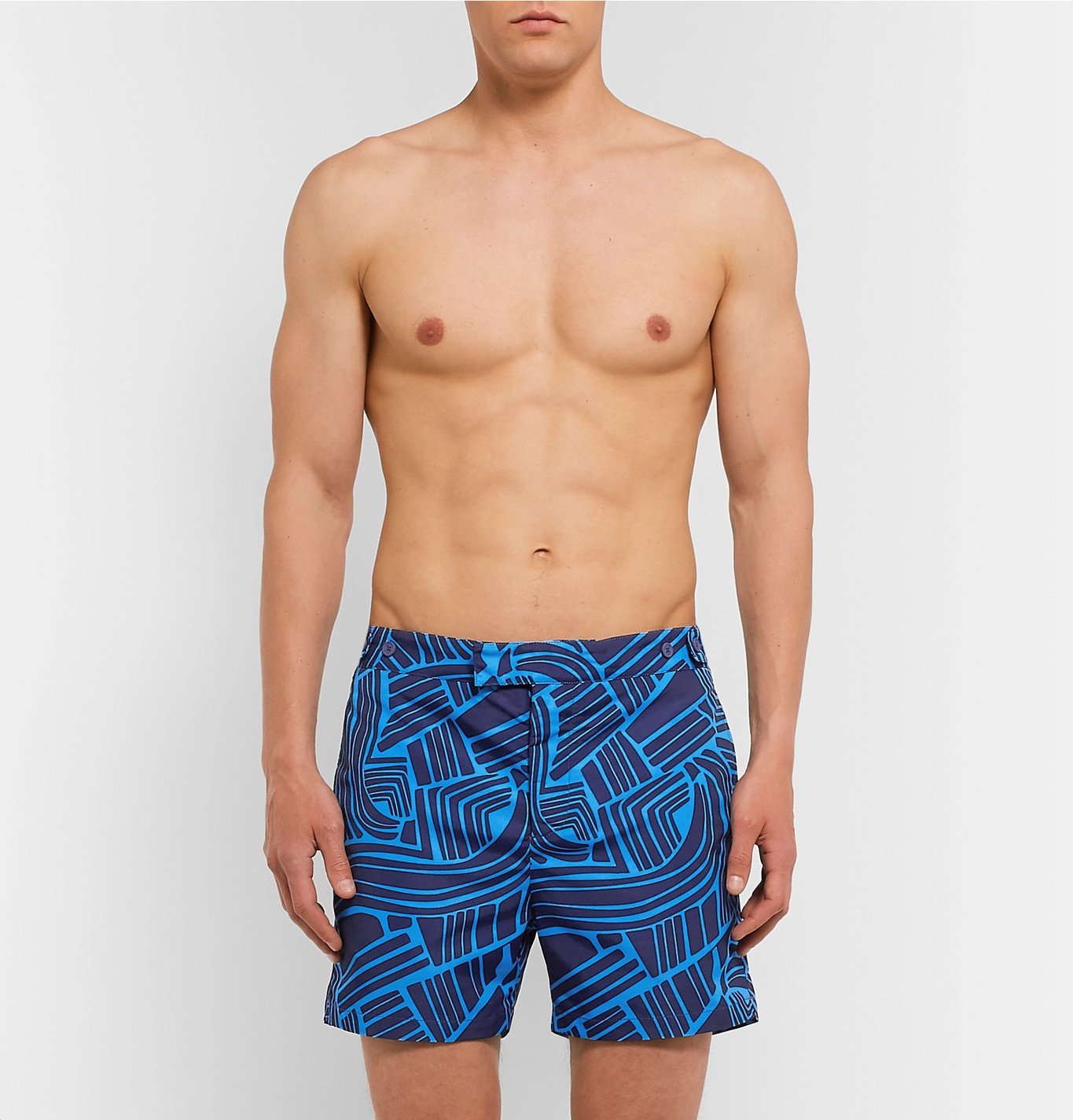Frescobol Carioca - Tidal Mid-Length Printed Swim Shorts - Blue ...