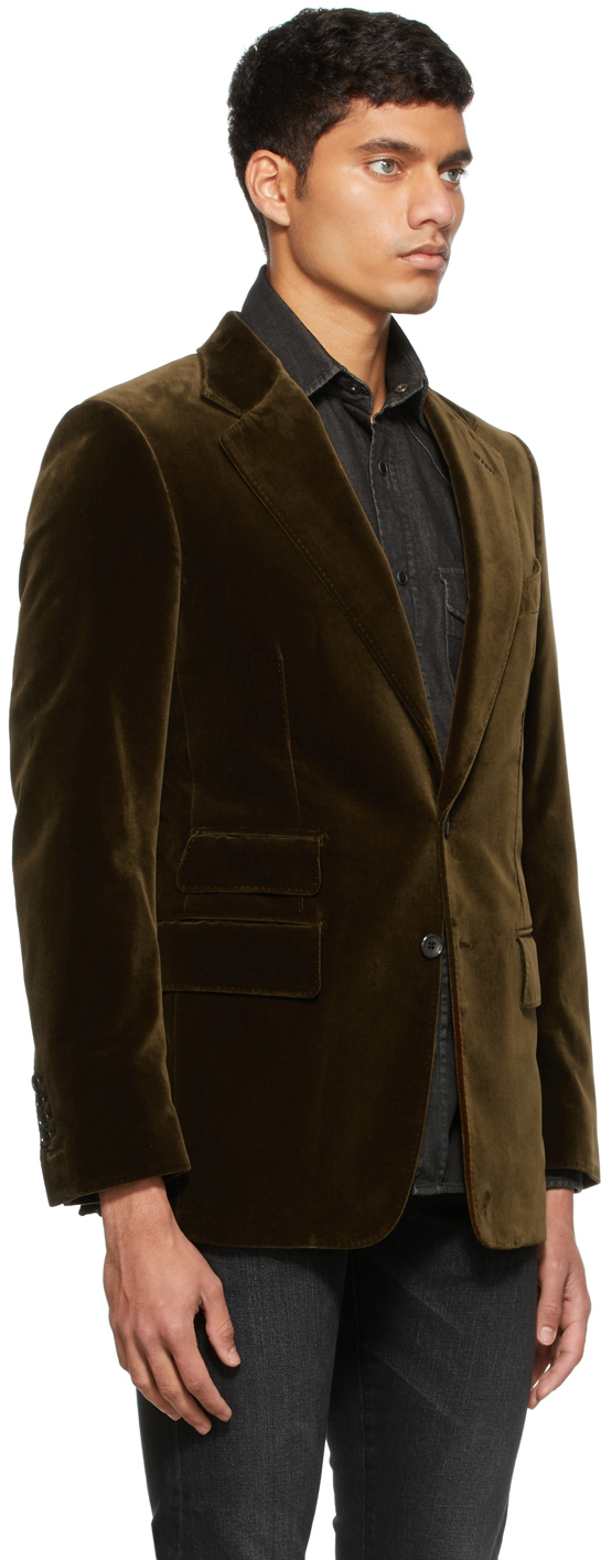 TOM FORD Khaki Shelton Velvet Blazer 