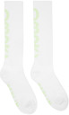 032c White Long Ribbed Logo Socks