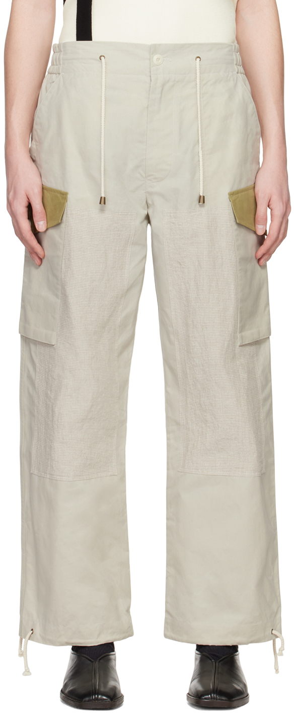 Nicholas Daley Beige Paneled Drawstring Cargo Pants Nicholas Daley
