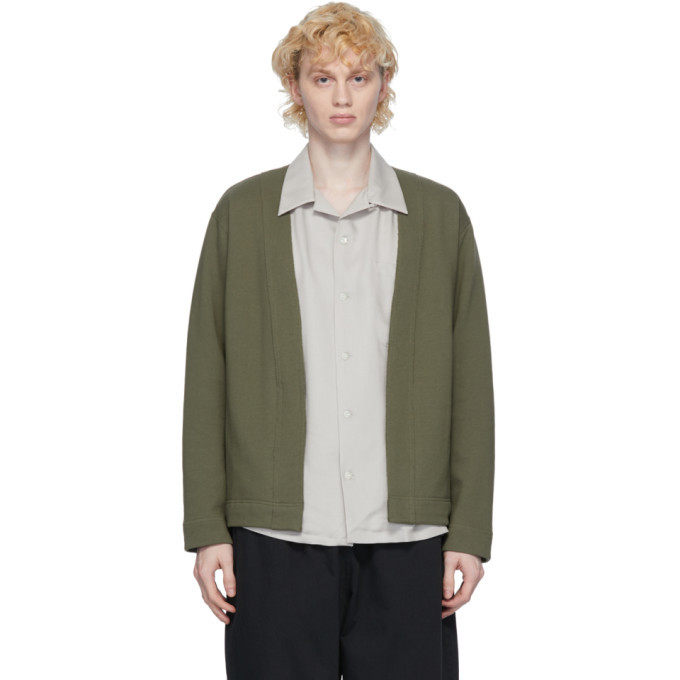 N.Hoolywood Khaki Jersey Open Front Cardigan N.Hoolywood