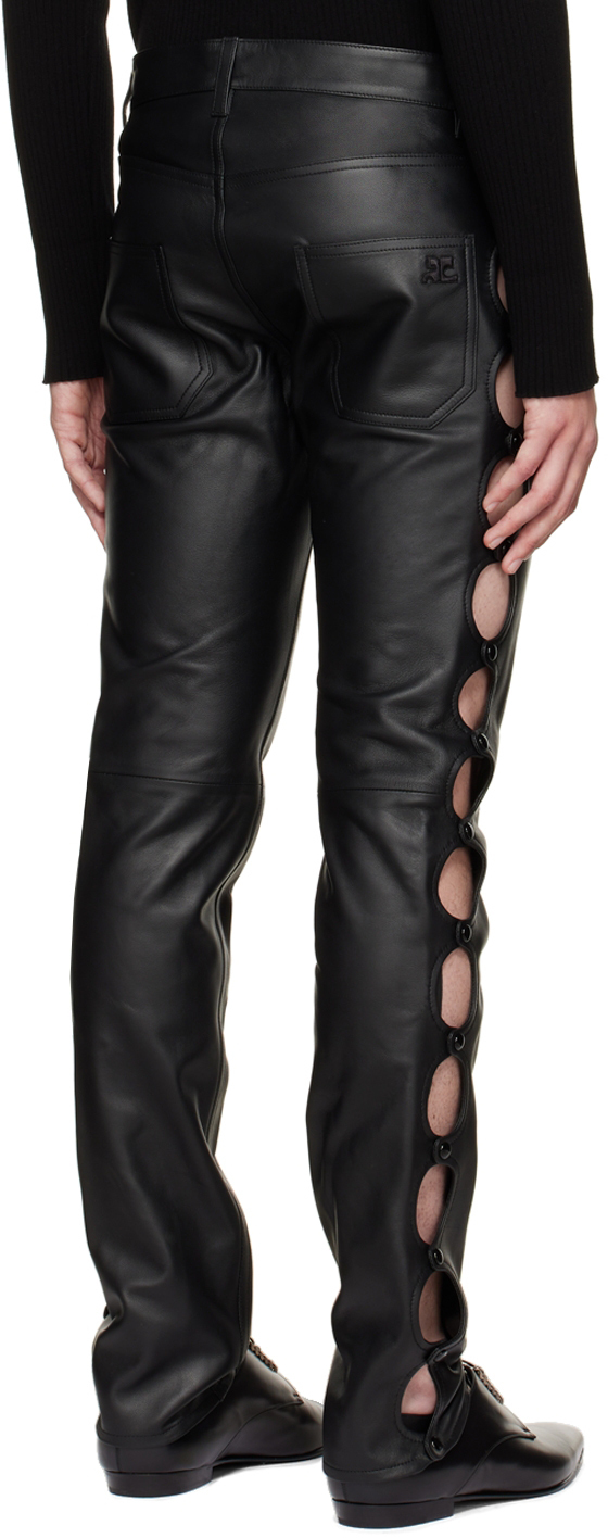 Courrèges Black Cut-Out Leather Pants Courreges