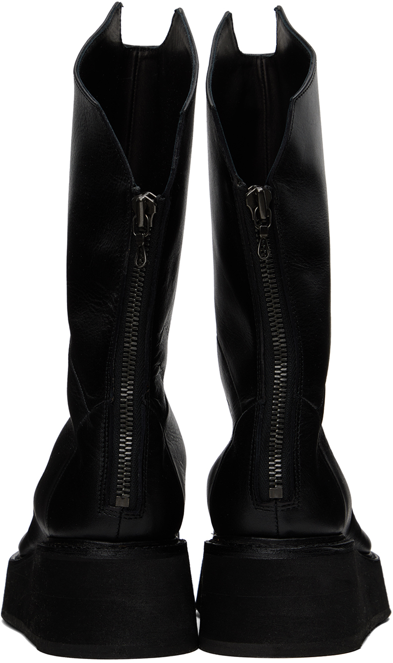 black leather zip up boots
