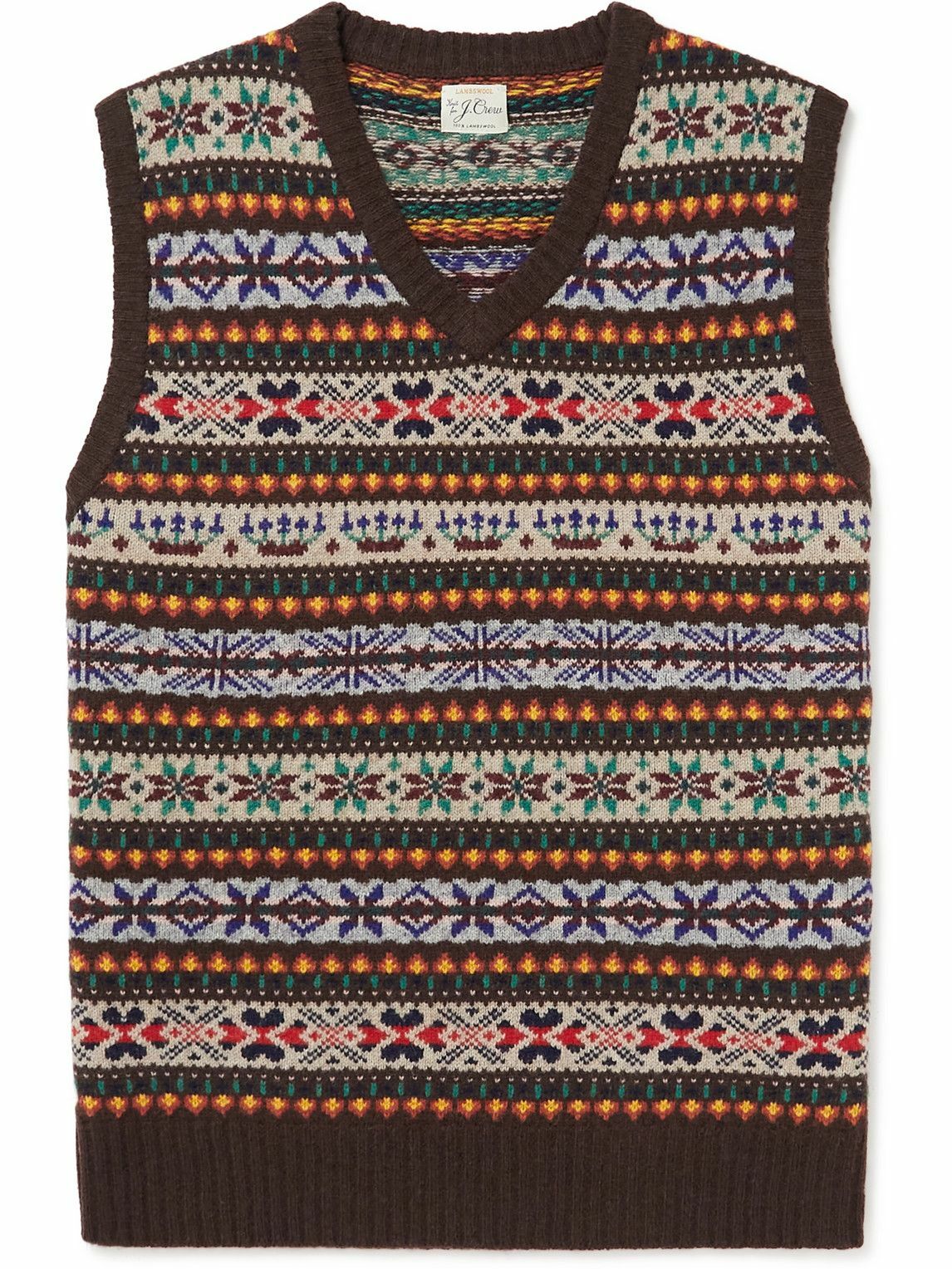 J.Crew Camden Fair Isle Wool Sweater Vest Brown J.Crew