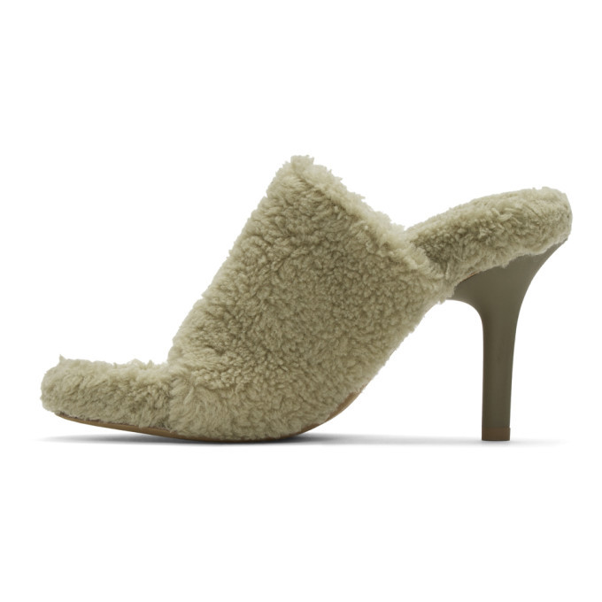 yeezy faux shearling heeled sandals