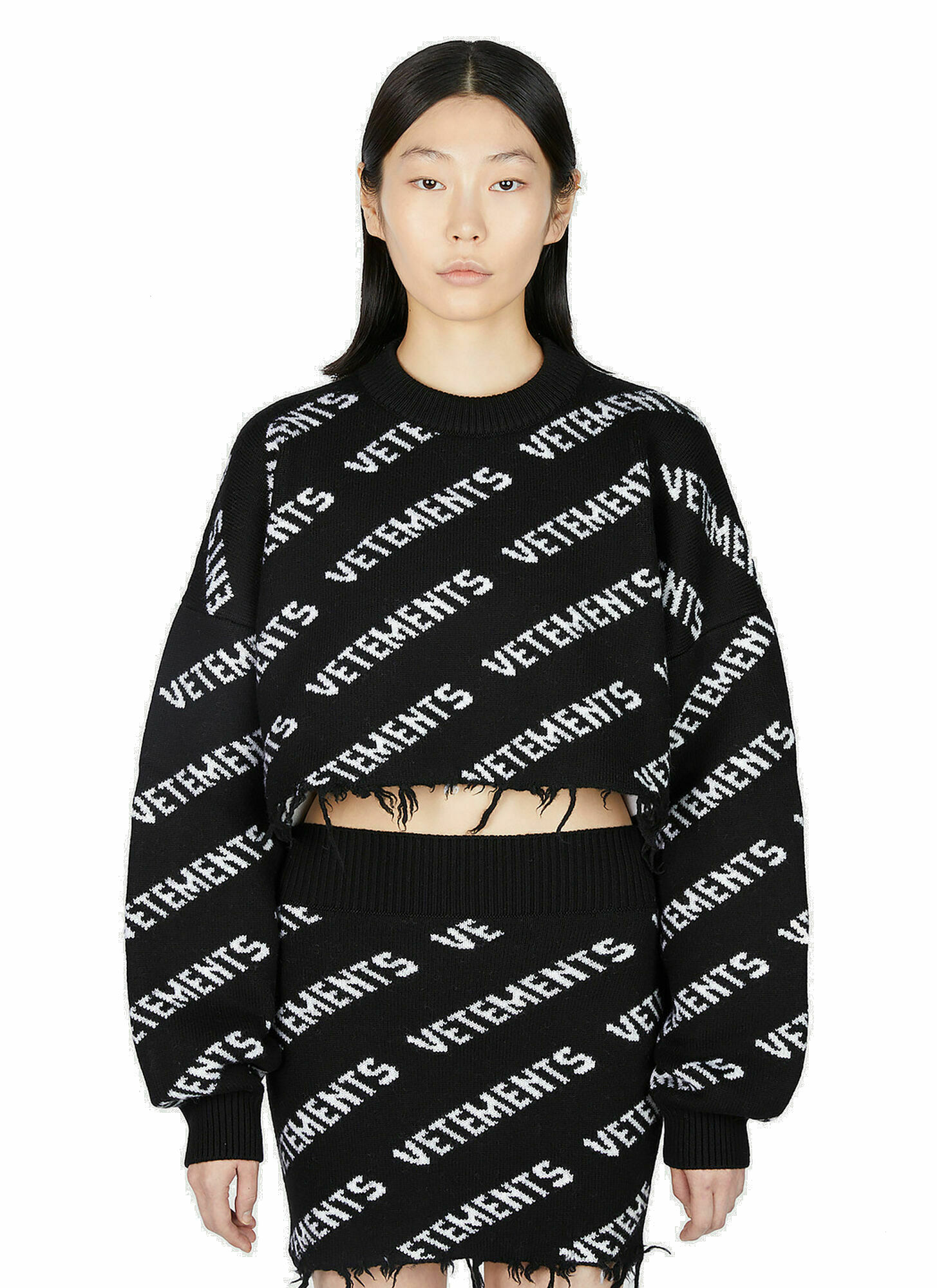 VETEMENTS - Monogram Cropped Sweater in Black Vetements