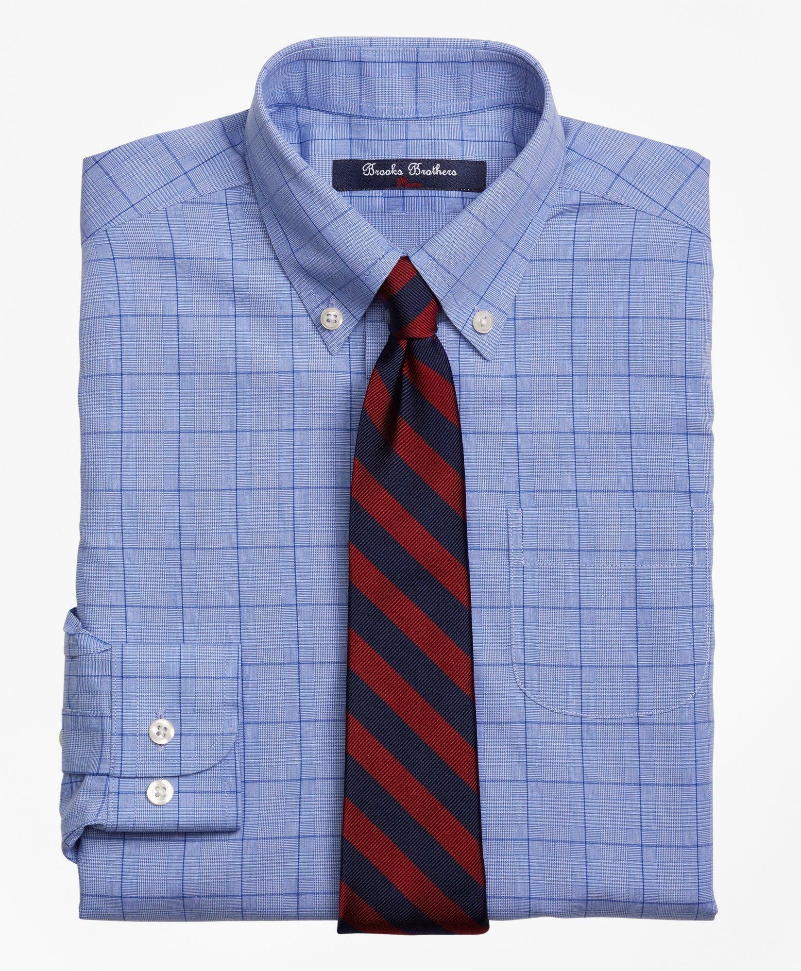 Brooks Brothers Boys Non-Iron Supima Cotton Broadcloth Plaid Dress Shirt | Blue