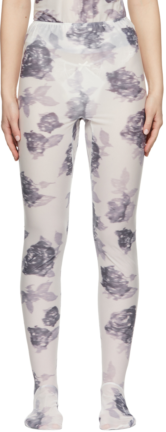 Purple Rose Print Leggings Yuhan Wang