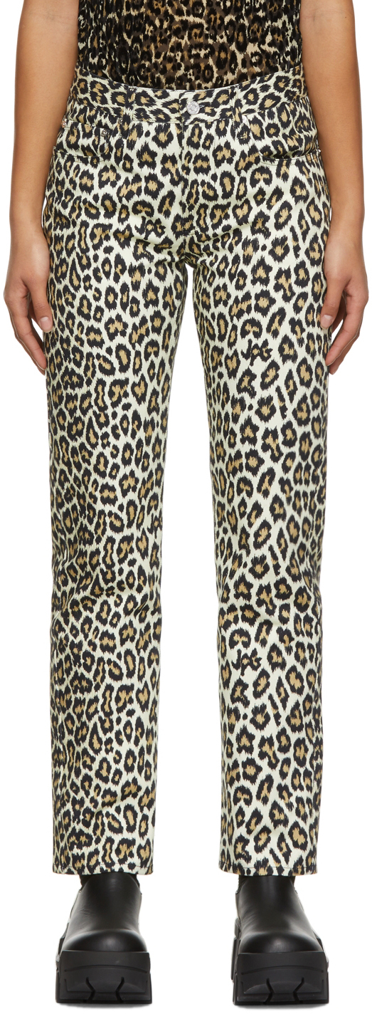 Jean Paul Gaultier Off-White Gabardine Leopard Jeans Jean Paul Gaultier