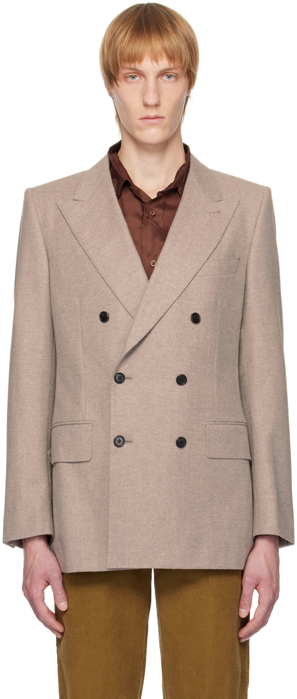 Husbands Beige Double-Breasted Blazer Husbands