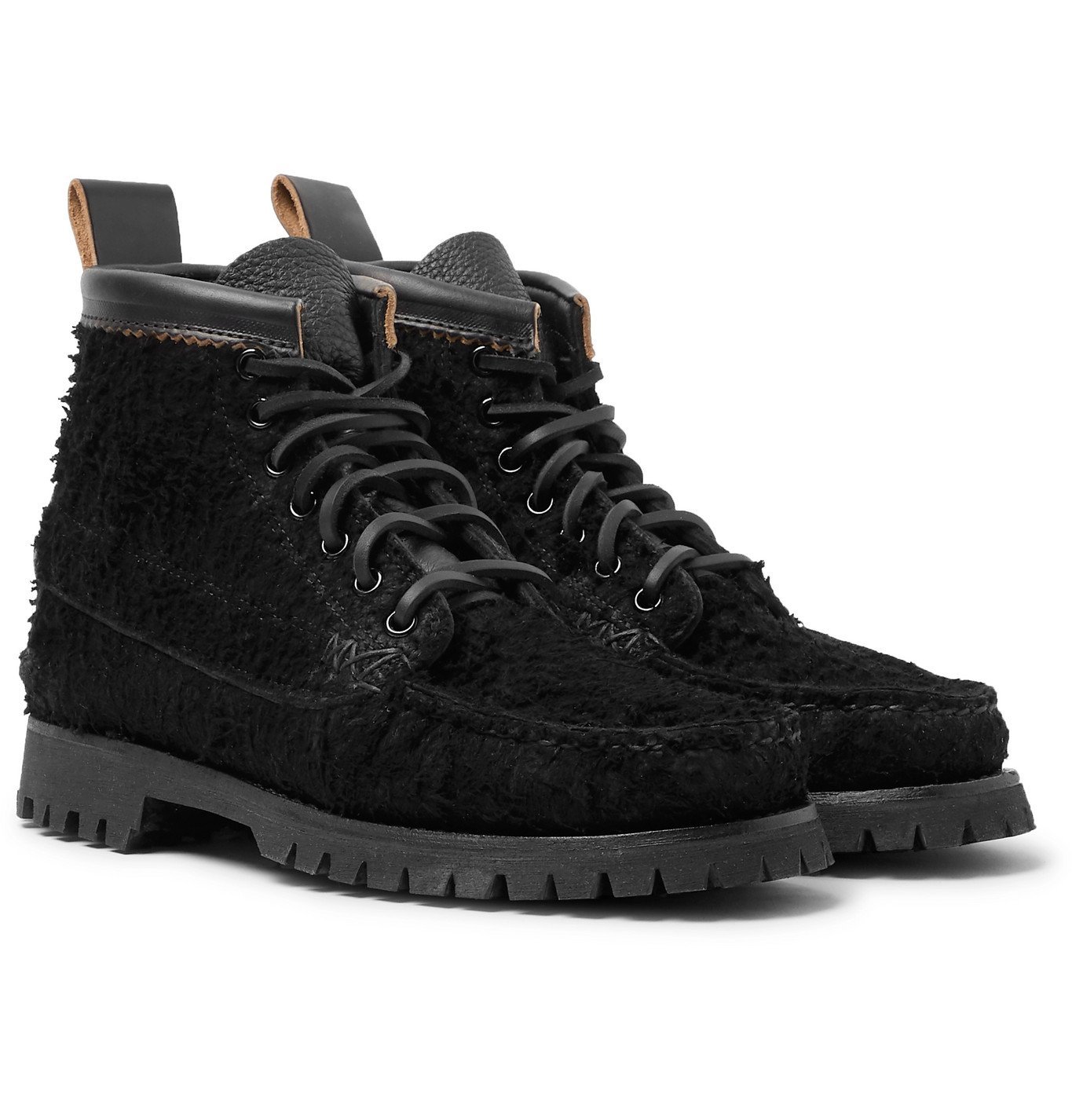 Yuketen - Angler Leather-Trimmed Brushed-Suede Boots - Black Yuketen