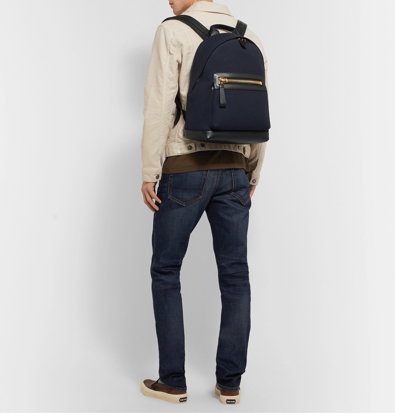 TOM FORD - Canvas and Leather Backpack - Blue TOM FORD