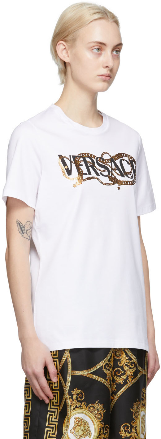 Versace White Logo Chain T-Shirt Versace