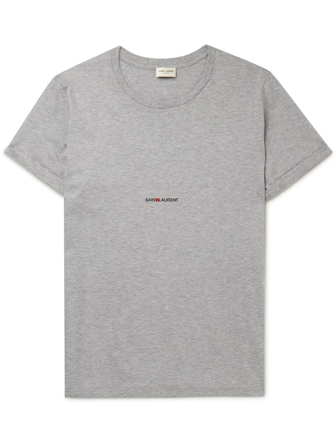 SAINT LAURENT - Slim-Fit Logo-Print Cotton-Jersey T-Shirt - Gray Saint ...