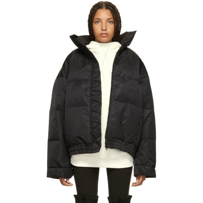 black hooded down jacket