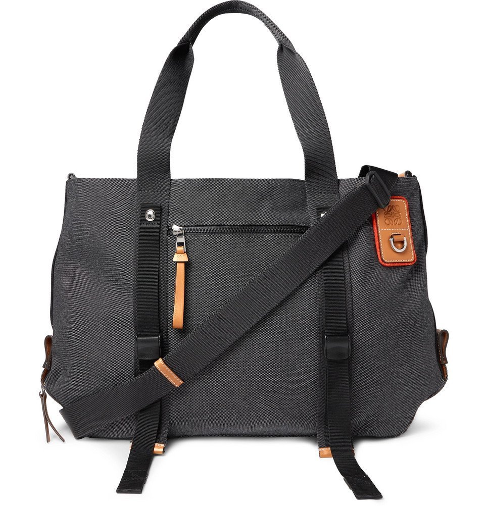 Loewe Eye/LOEWE/Nature LeatherTrimmed Canvas Tote Bag Black Loewe