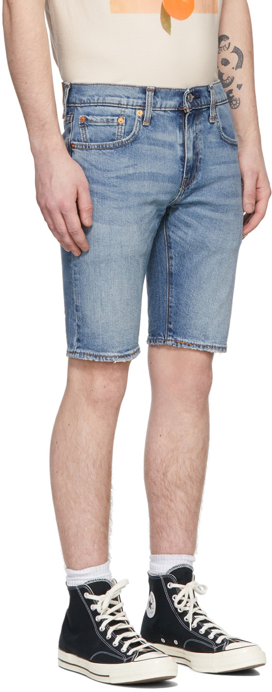 Levi's Blue Distressed 412 Slim Shorts