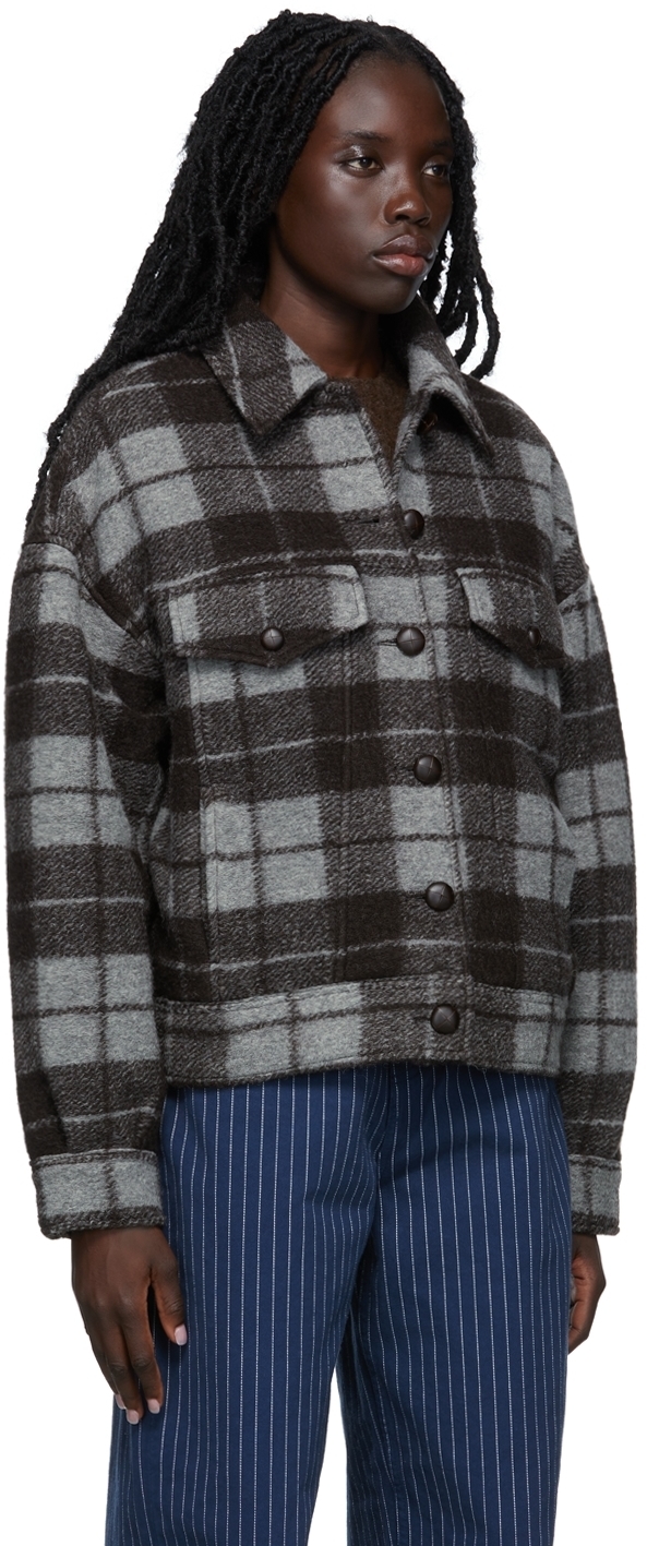 buffalo plaid trucker jacket