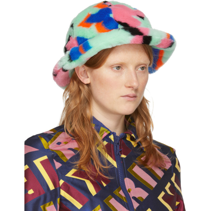 Kirin Green Faux-Fur Cloche Hat Kirin