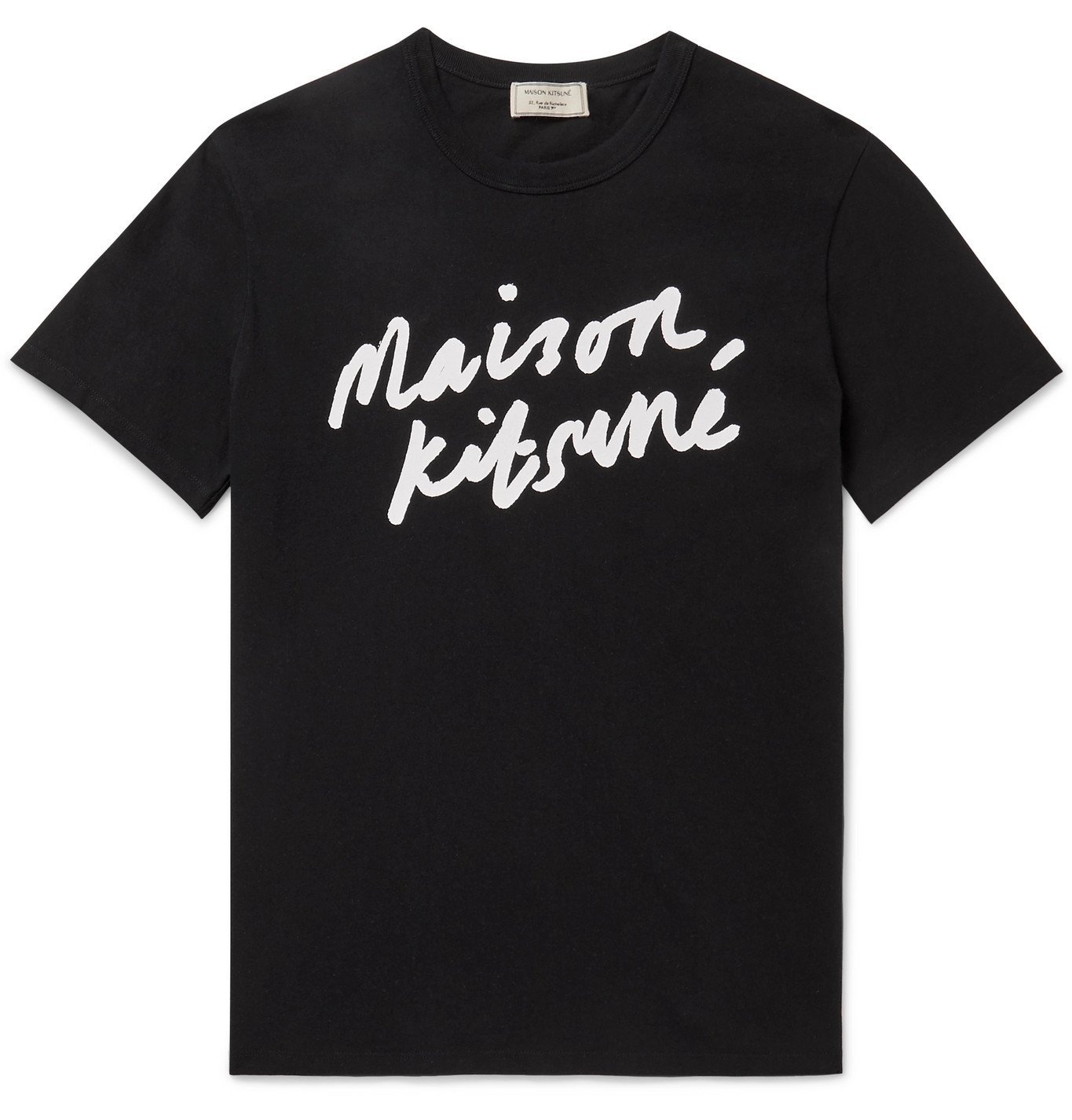 Maison Kitsuné - Logo-Print Mélange Cotton-Jersey T-Shirt - Black ...