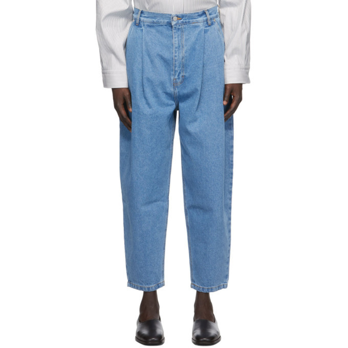 Hed Mayner Blue Pleated Jeans Hed Mayner