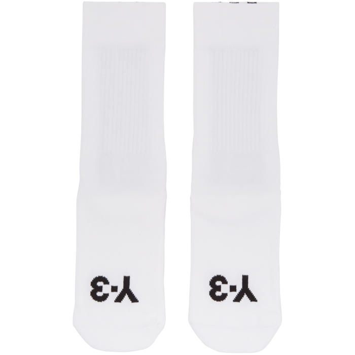 Y-3 White Logo Stripe Socks Y-3