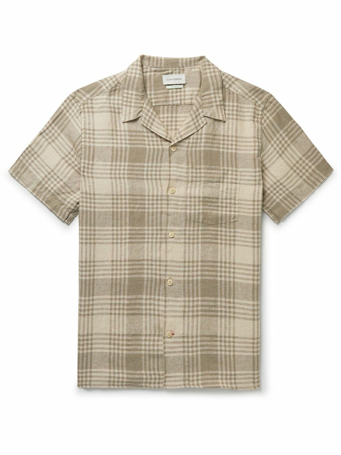 Photo: Oliver Spencer - Havana Camp-Collar Checked Linen Polo Shirt - Unknown