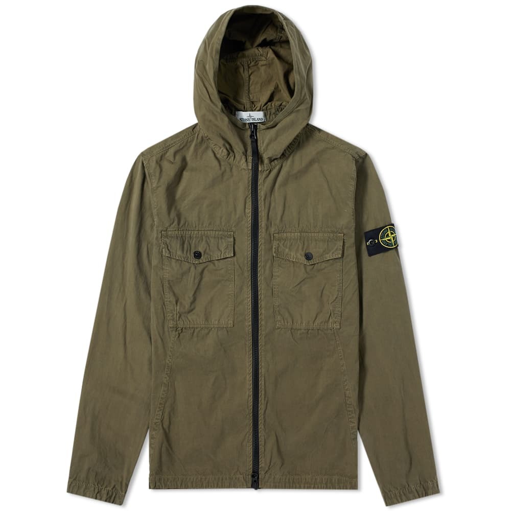 Stone Island Garment Dyed Hooded Zip Shirt Stone Island