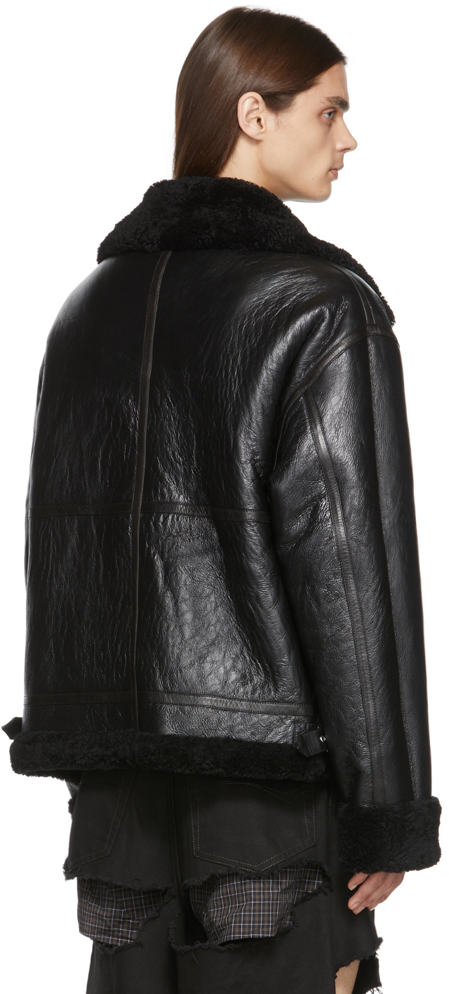 VETEMENTS Reversible Black Inside Out Shearling Jacket Vetements