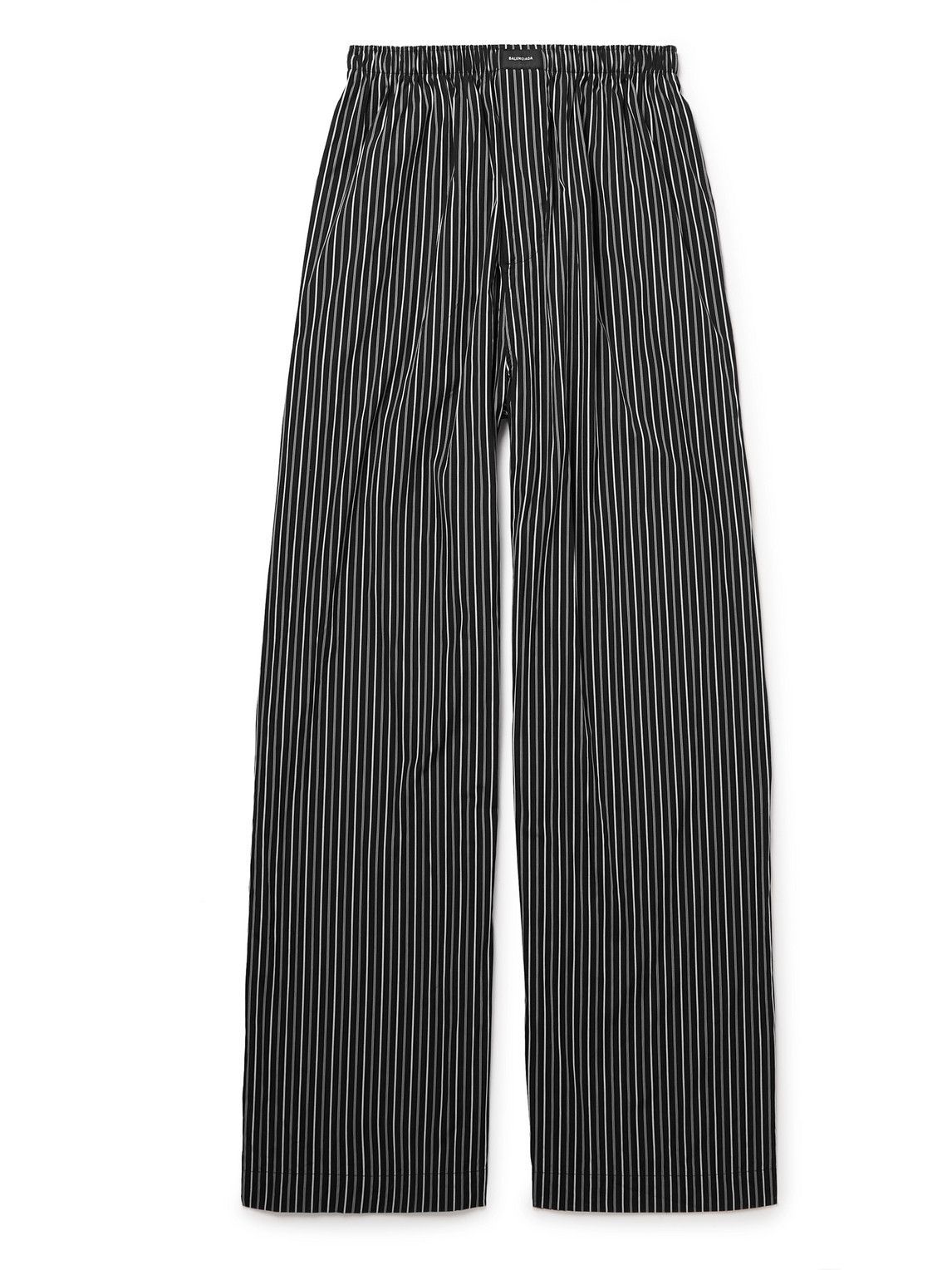 Balenciaga - Striped Cotton-Poplin Pyjama Trousers - Black Balenciaga