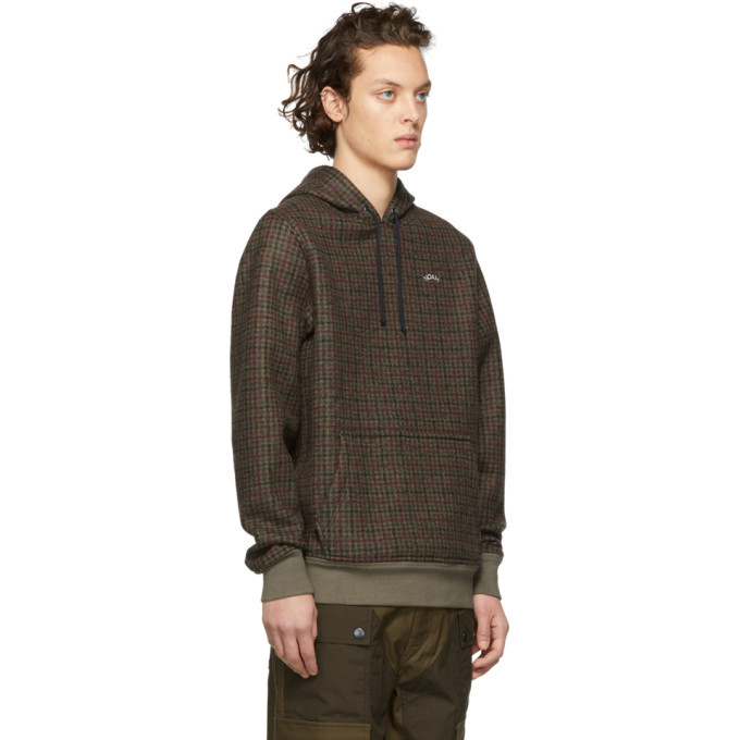 noah wool check hoodie