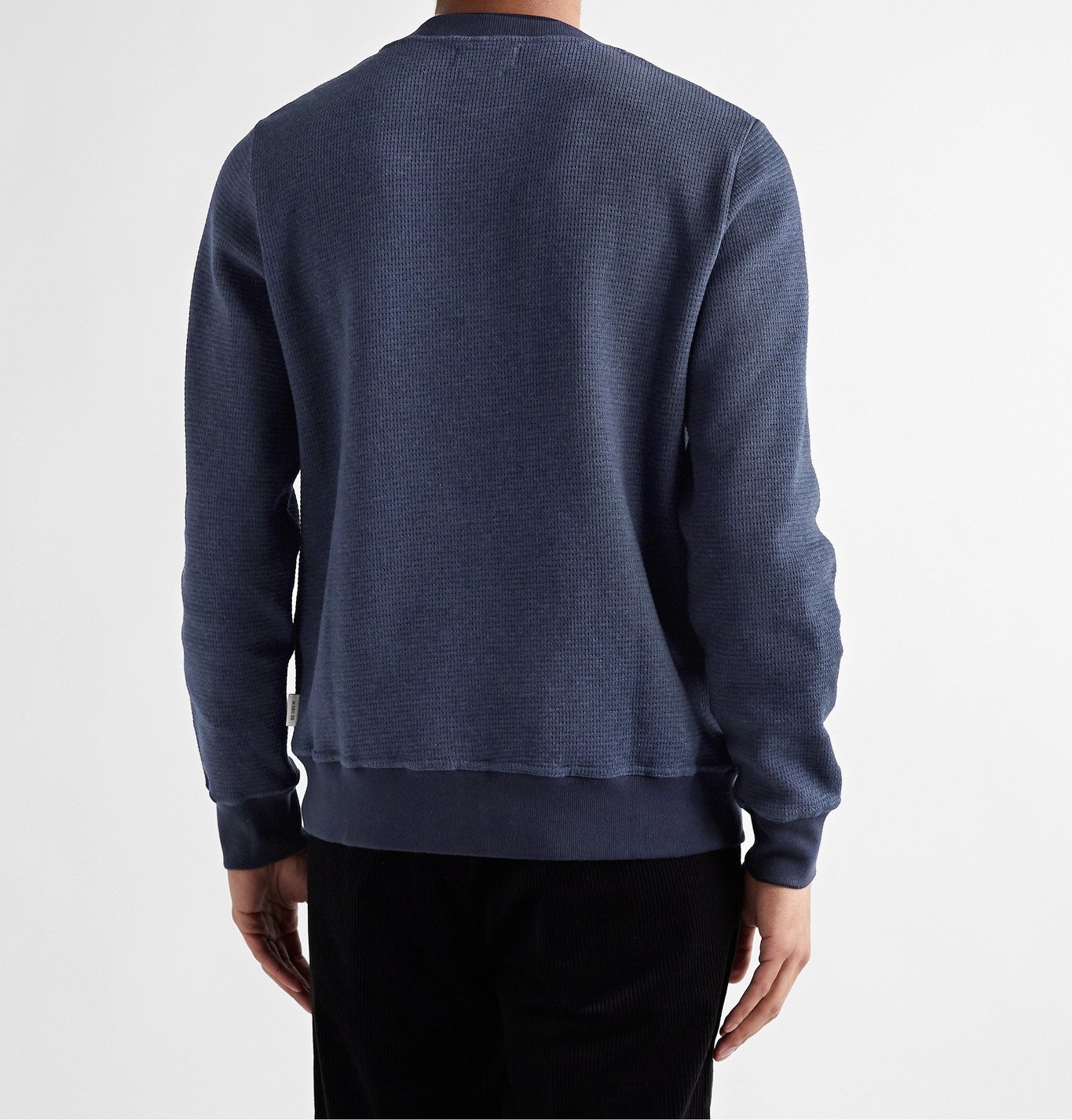 OLIVER SPENCER - Robin Waffle-Knit Organic Cotton-Jersey Sweater - Blue