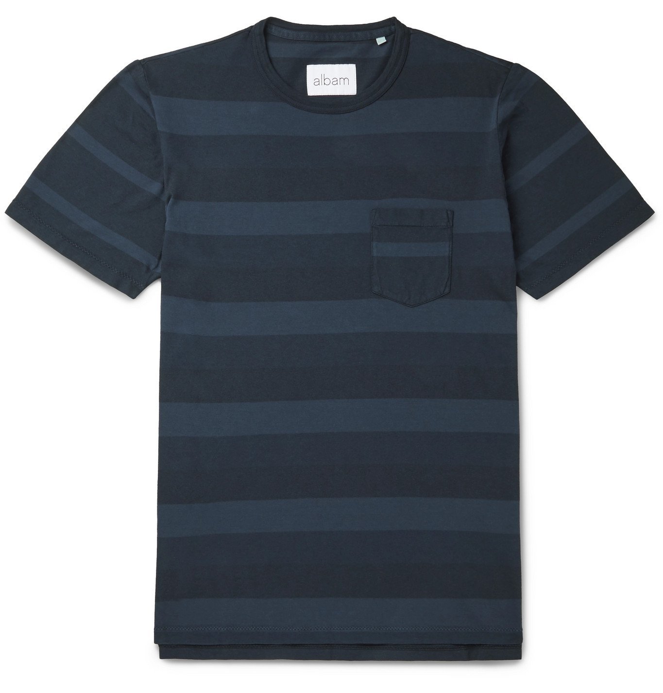 Albam - Whelan Striped Cotton-Jersey T-Shirt - Blue Albam