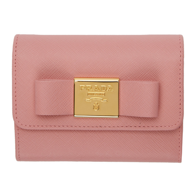 Prada Pink Gold Bow Compact Wallet Prada