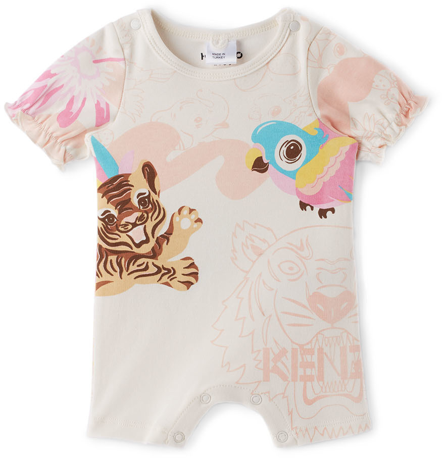 Kenzo Baby Off-White & Pink Jungle Jumpsuit Kenzo