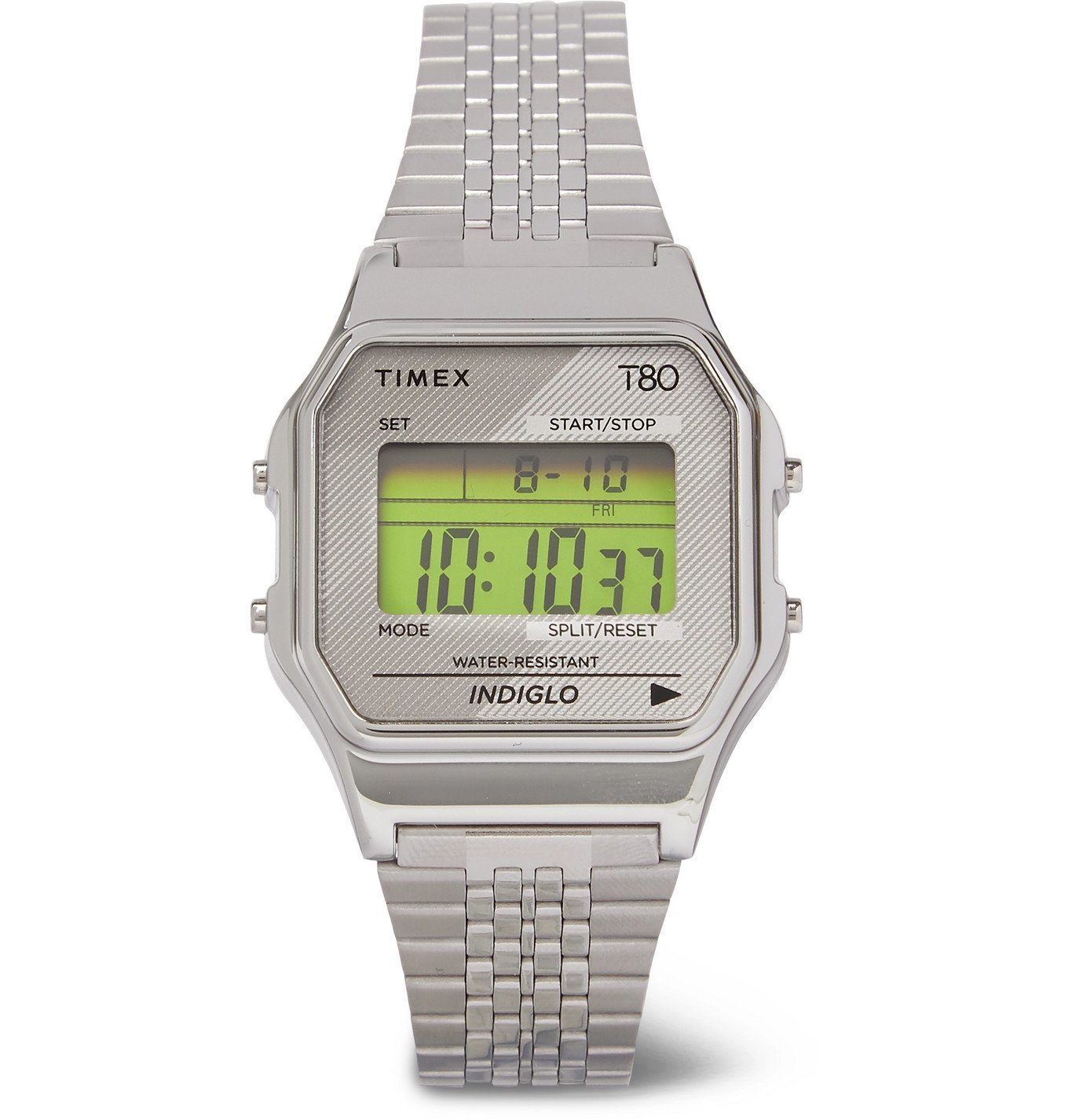 Timex - T80 34mm Stainless Steel Digital Watch - Silver Timex