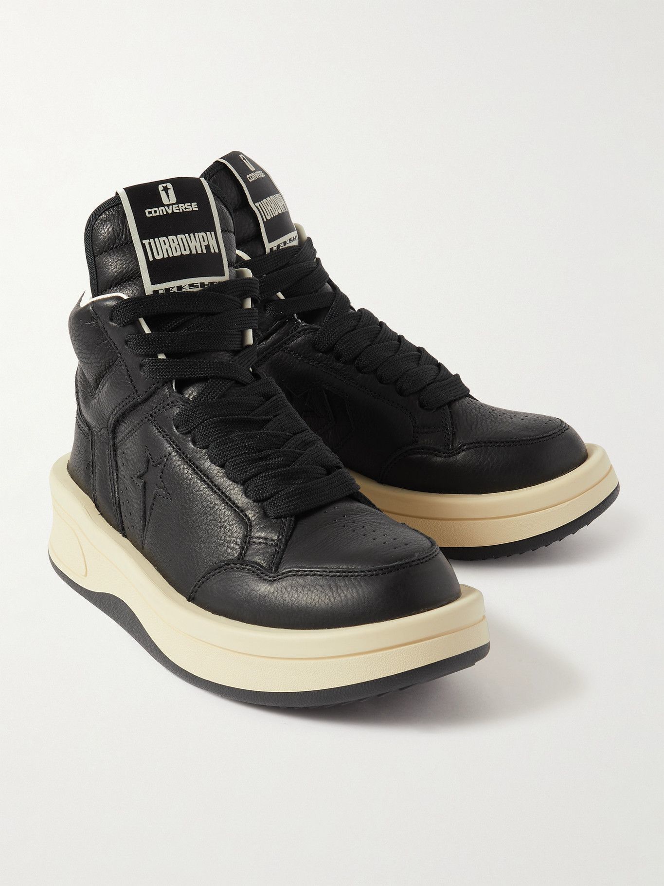 Rick Owens - Converse TURBOWPN Weapon Leather High-Top Sneakers - Black ...