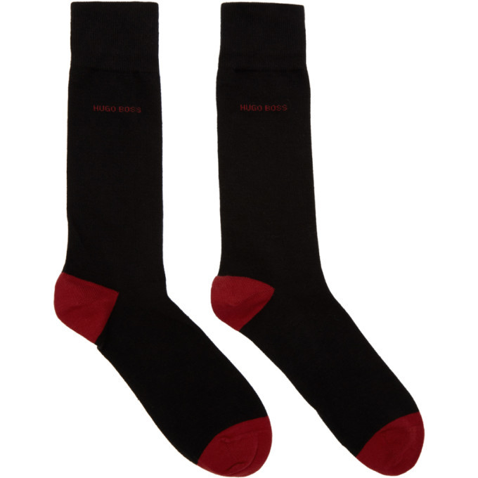 Boss Two-Pack Red and Black Mismatched Socks BOSS