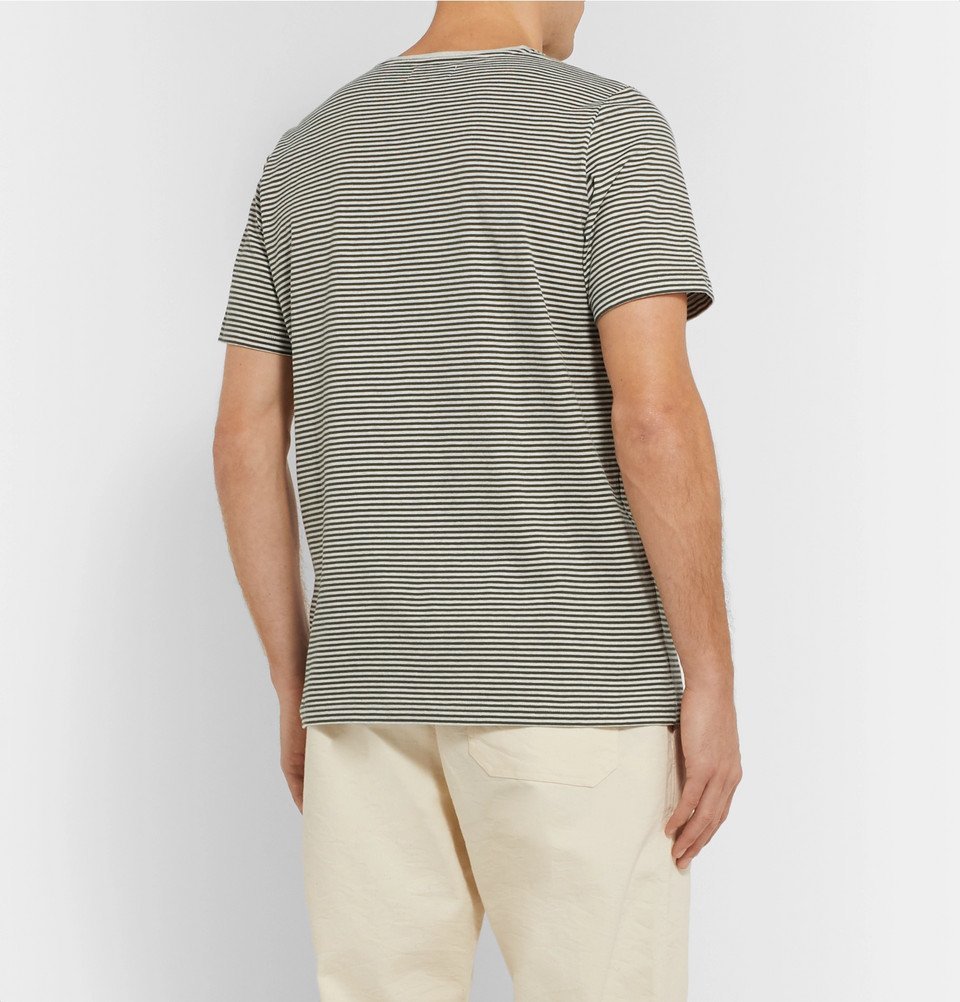 Oliver Spencer - Danbury Striped Cotton-Jersey T-Shirt - Green