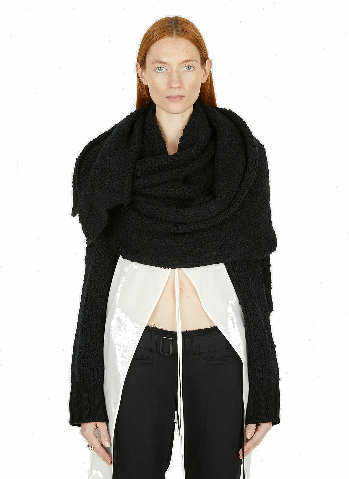 Long Stole Cardigan in Black Yohji Yamamoto