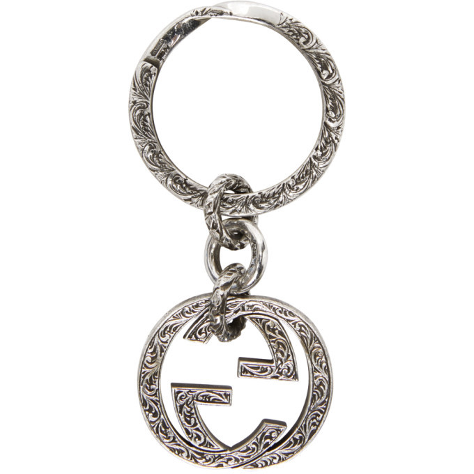 Gucci Silver Engraved Interlocking G Keychain Gucci