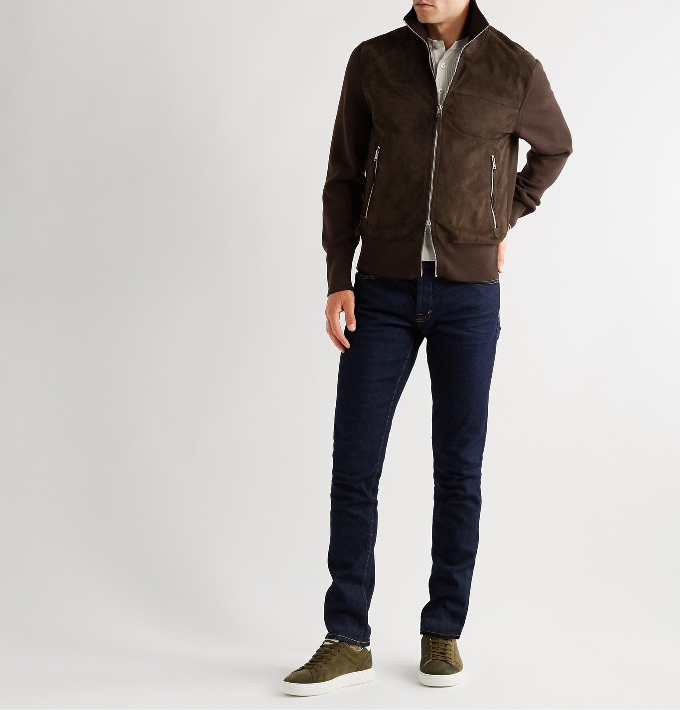 TOM FORD - Wool-Lined Suede Jacket - Brown TOM FORD