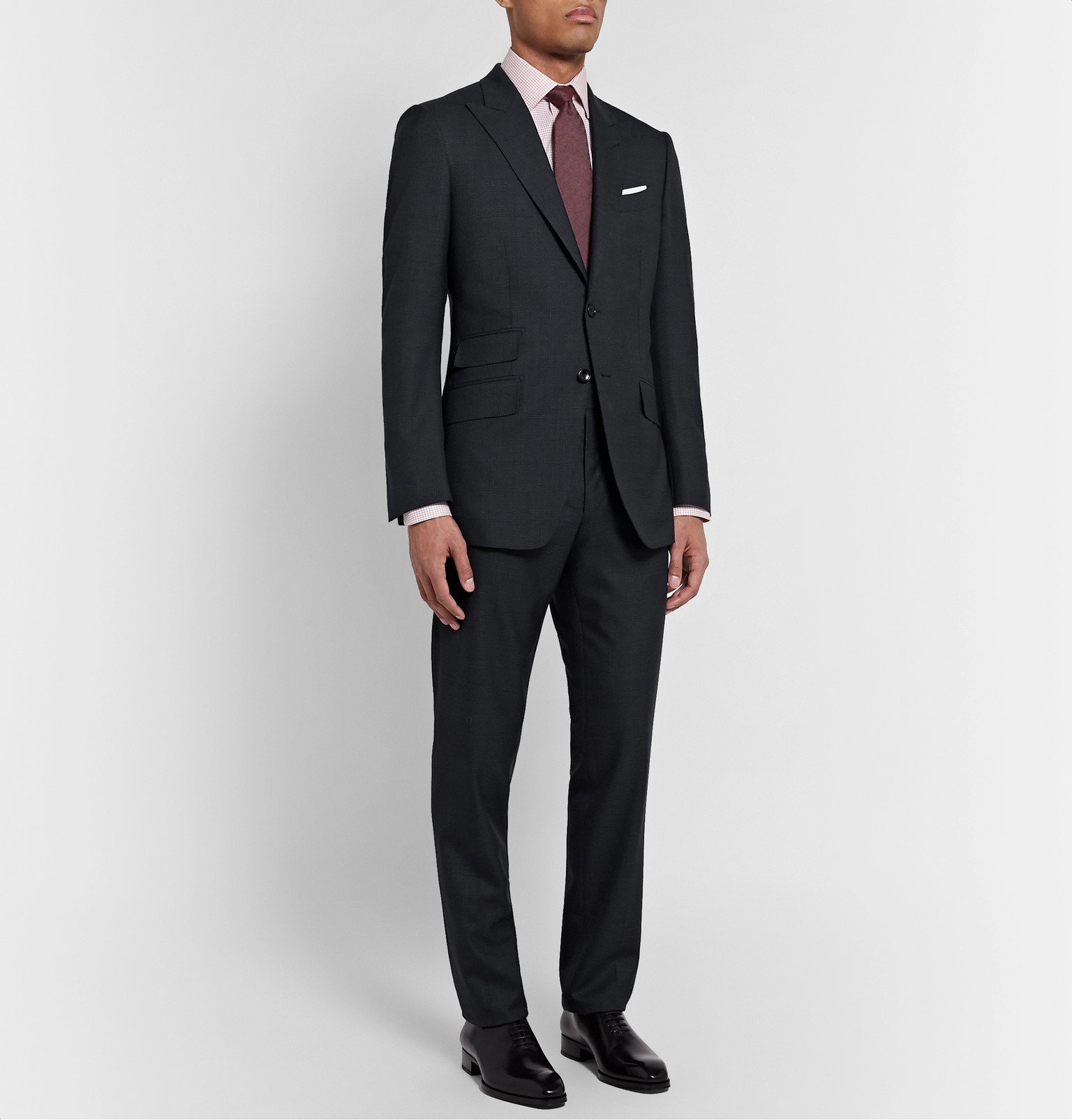 TOM FORD - Navy O'Connor Slim-Fit Prince of Wales Checked Wool Suit Trousers  - Blue TOM FORD