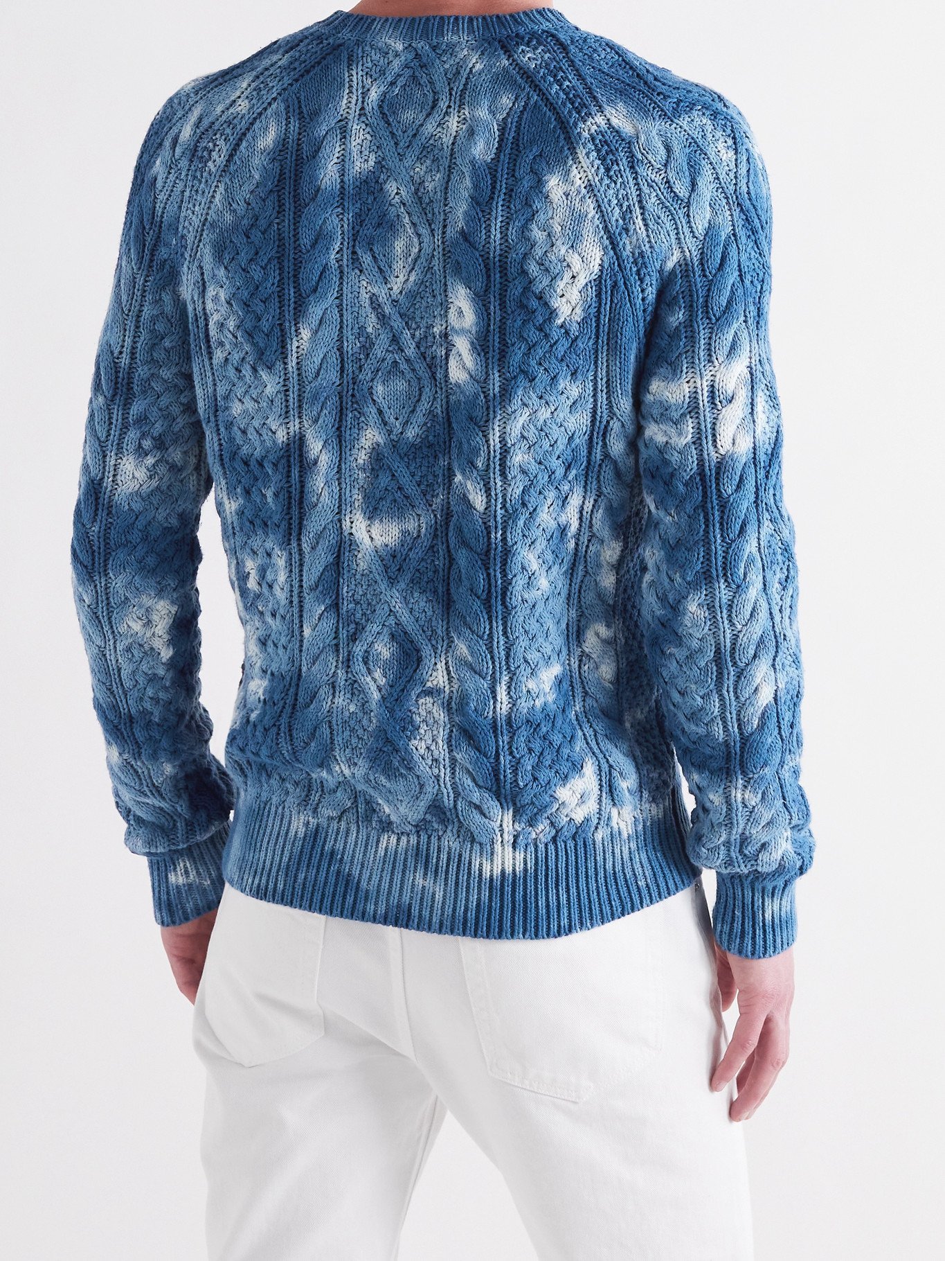 Tie-Dyed Cable-Knit Cotton Sweater 