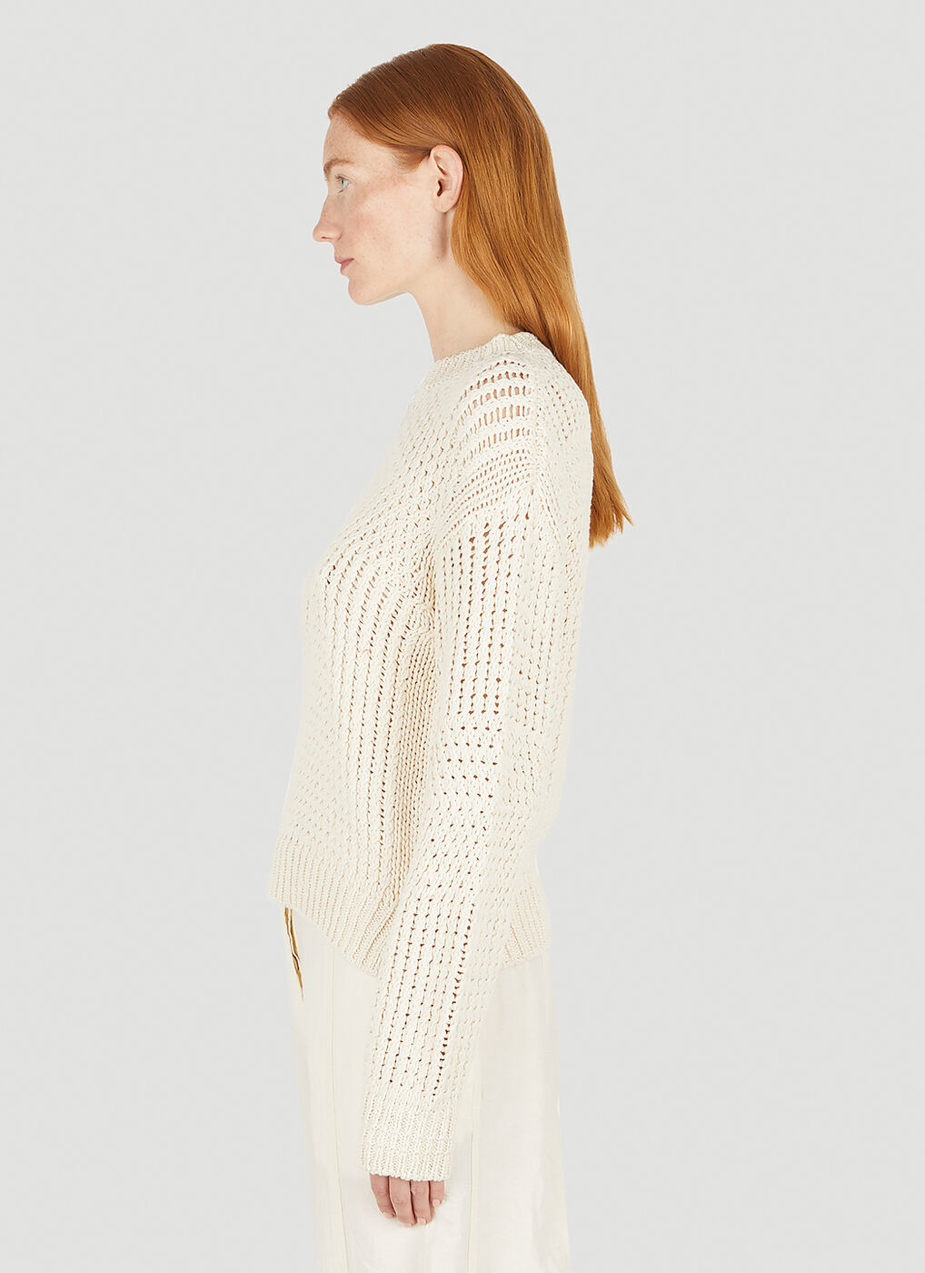 Open Knit Sweater in White Acne Studios