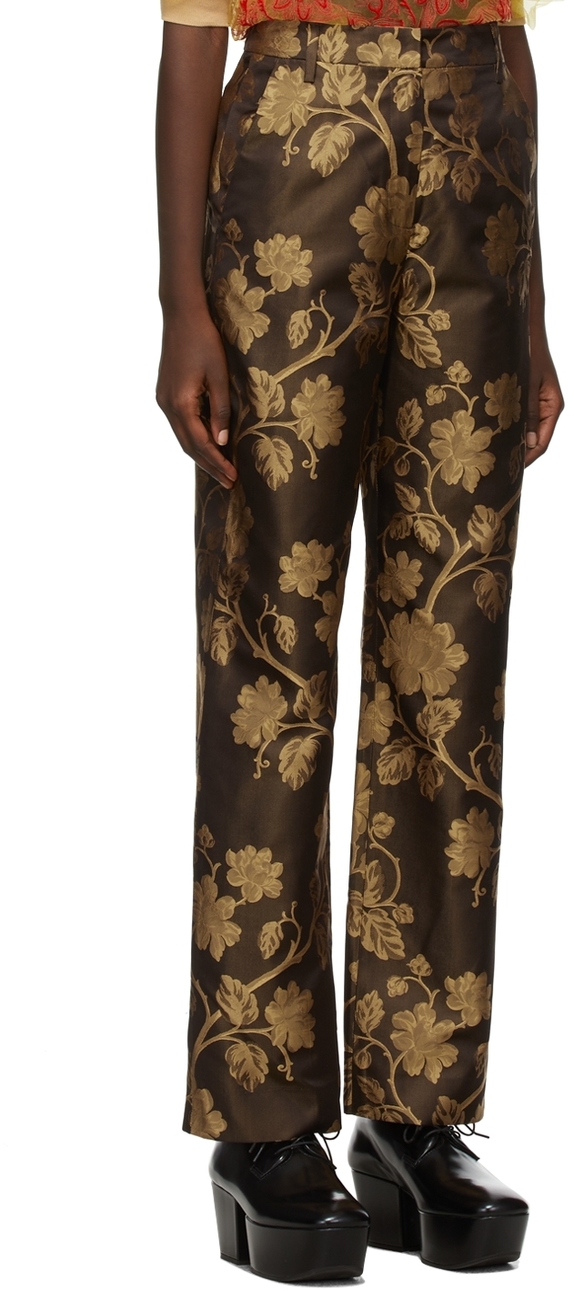 Puppets and Puppets SSENSE Exclusive Brown Brocade 'The Puppets' Trousers