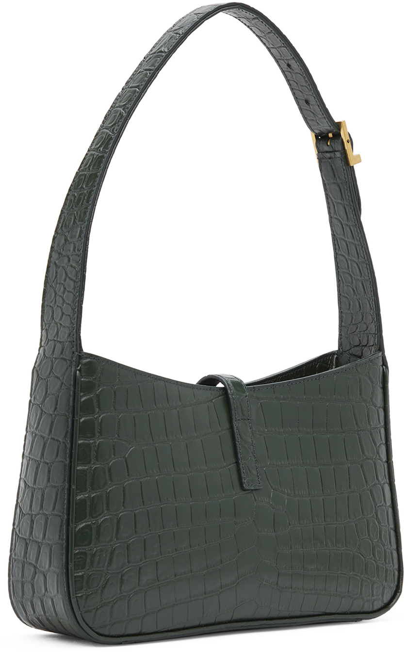 Saint Laurent Green Croc 'Le 5 à 7' Shoulder Bag Saint Laurent
